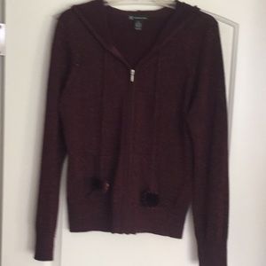I-N-C Cardigan Sweater Burgundy Metallic. XL.